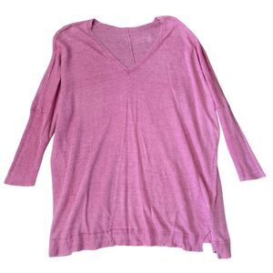 Eileen Fisher Primrose Delave Jersey Boxy Sweater Women's XL Pink Linen